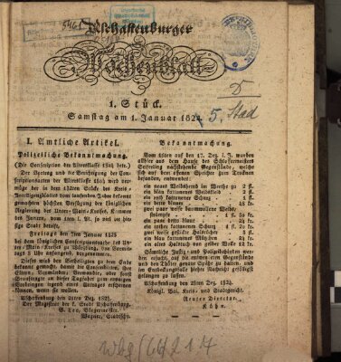 Aschaffenburger Wochenblatt (Aschaffenburger Zeitung) Samstag 1. Januar 1825