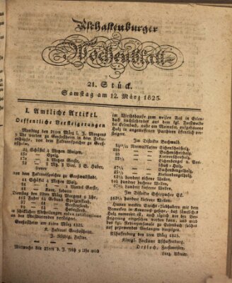 Aschaffenburger Wochenblatt (Aschaffenburger Zeitung) Samstag 12. März 1825