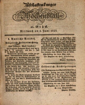 Aschaffenburger Wochenblatt (Aschaffenburger Zeitung) Mittwoch 8. Juni 1825