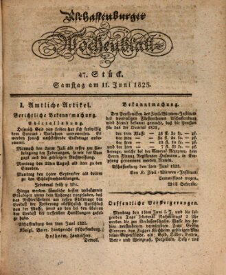 Aschaffenburger Wochenblatt (Aschaffenburger Zeitung) Samstag 11. Juni 1825