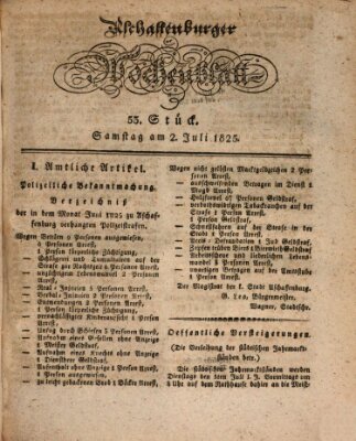 Aschaffenburger Wochenblatt (Aschaffenburger Zeitung) Samstag 2. Juli 1825