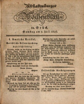 Aschaffenburger Wochenblatt (Aschaffenburger Zeitung) Samstag 9. Juli 1825