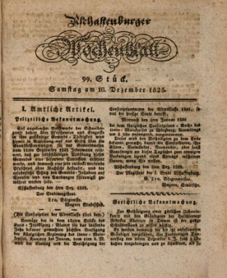 Aschaffenburger Wochenblatt (Aschaffenburger Zeitung) Samstag 10. Dezember 1825