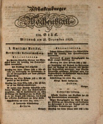 Aschaffenburger Wochenblatt (Aschaffenburger Zeitung) Mittwoch 28. Dezember 1825