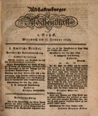 Aschaffenburger Wochenblatt (Aschaffenburger Zeitung) Mittwoch 11. Januar 1826