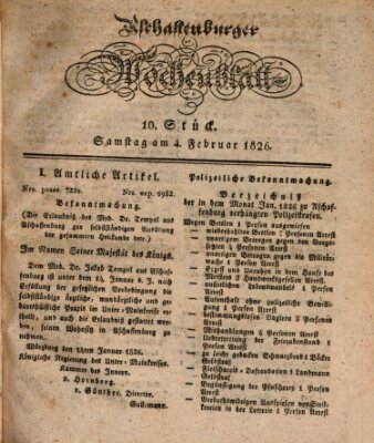 Aschaffenburger Wochenblatt (Aschaffenburger Zeitung) Samstag 4. Februar 1826