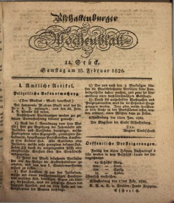 Aschaffenburger Wochenblatt (Aschaffenburger Zeitung) Samstag 18. Februar 1826