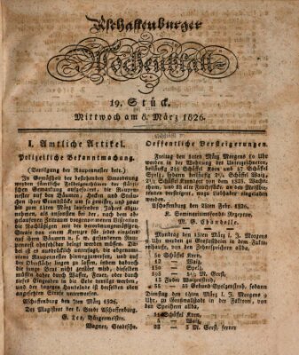 Aschaffenburger Wochenblatt (Aschaffenburger Zeitung) Mittwoch 8. März 1826