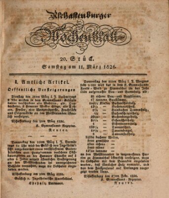 Aschaffenburger Wochenblatt (Aschaffenburger Zeitung) Samstag 11. März 1826