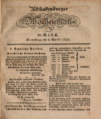 Aschaffenburger Wochenblatt (Aschaffenburger Zeitung) Samstag 8. April 1826