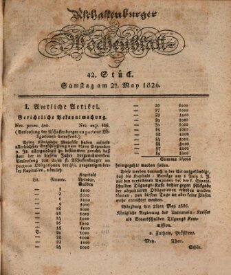 Aschaffenburger Wochenblatt (Aschaffenburger Zeitung) Samstag 27. Mai 1826