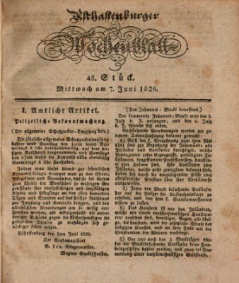 Aschaffenburger Wochenblatt (Aschaffenburger Zeitung) Mittwoch 7. Juni 1826