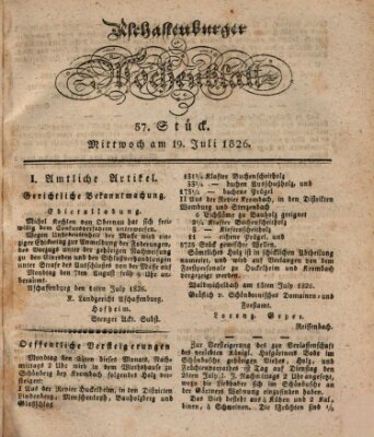 Aschaffenburger Wochenblatt (Aschaffenburger Zeitung) Mittwoch 19. Juli 1826