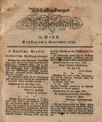 Aschaffenburger Wochenblatt (Aschaffenburger Zeitung) Samstag 9. September 1826
