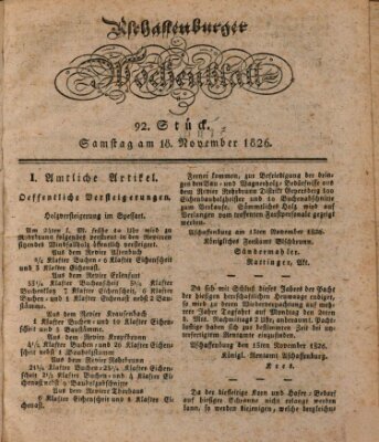 Aschaffenburger Wochenblatt (Aschaffenburger Zeitung) Samstag 18. November 1826