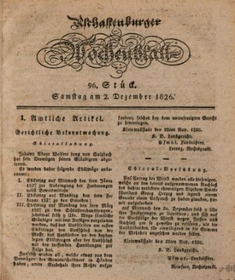 Aschaffenburger Wochenblatt (Aschaffenburger Zeitung) Samstag 2. Dezember 1826