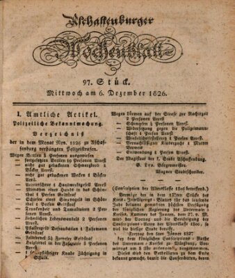 Aschaffenburger Wochenblatt (Aschaffenburger Zeitung) Mittwoch 6. Dezember 1826