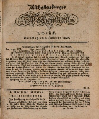 Aschaffenburger Wochenblatt (Aschaffenburger Zeitung) Samstag 6. Januar 1827