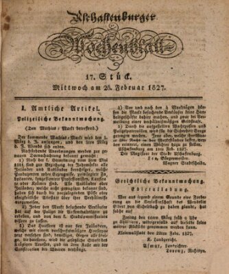 Aschaffenburger Wochenblatt (Aschaffenburger Zeitung) Mittwoch 28. Februar 1827