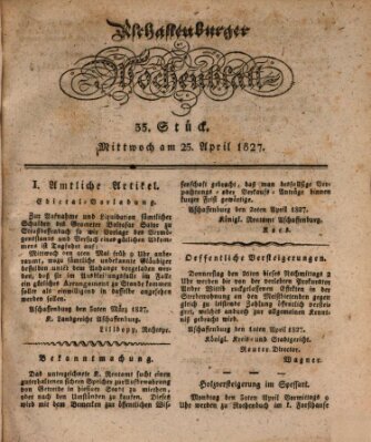 Aschaffenburger Wochenblatt (Aschaffenburger Zeitung) Mittwoch 25. April 1827