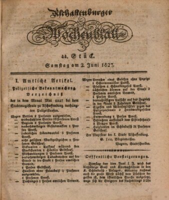 Aschaffenburger Wochenblatt (Aschaffenburger Zeitung) Samstag 2. Juni 1827