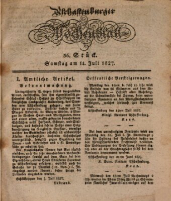 Aschaffenburger Wochenblatt (Aschaffenburger Zeitung) Samstag 14. Juli 1827