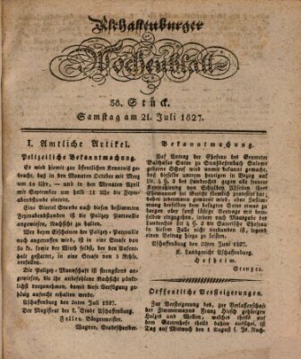 Aschaffenburger Wochenblatt (Aschaffenburger Zeitung) Samstag 21. Juli 1827