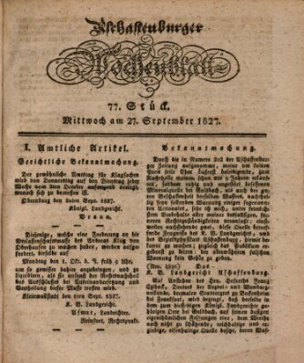 Aschaffenburger Wochenblatt (Aschaffenburger Zeitung) Donnerstag 27. September 1827