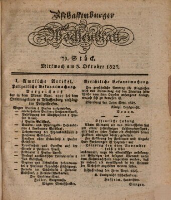 Aschaffenburger Wochenblatt (Aschaffenburger Zeitung) Mittwoch 3. Oktober 1827