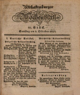 Aschaffenburger Wochenblatt (Aschaffenburger Zeitung) Samstag 6. Oktober 1827