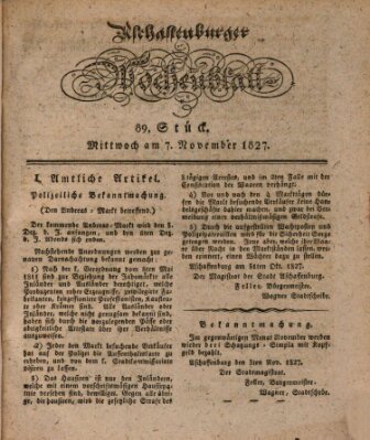 Aschaffenburger Wochenblatt (Aschaffenburger Zeitung) Mittwoch 7. November 1827