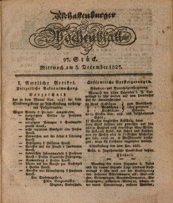 Aschaffenburger Wochenblatt (Aschaffenburger Zeitung) Mittwoch 5. Dezember 1827