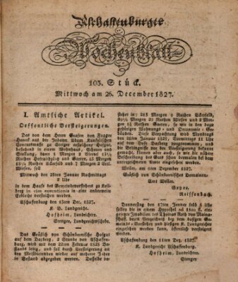 Aschaffenburger Wochenblatt (Aschaffenburger Zeitung) Mittwoch 26. Dezember 1827