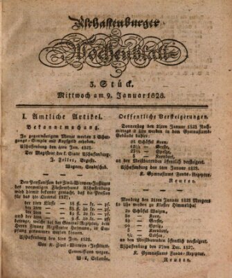 Aschaffenburger Wochenblatt (Aschaffenburger Zeitung) Mittwoch 9. Januar 1828