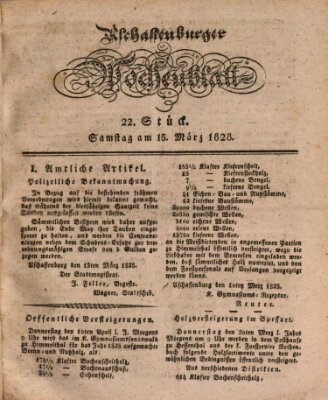 Aschaffenburger Wochenblatt (Aschaffenburger Zeitung) Samstag 15. März 1828