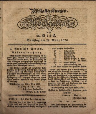 Aschaffenburger Wochenblatt (Aschaffenburger Zeitung) Samstag 29. März 1828