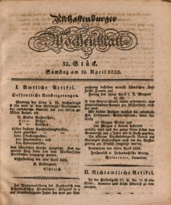 Aschaffenburger Wochenblatt (Aschaffenburger Zeitung) Samstag 19. April 1828