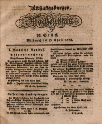 Aschaffenburger Wochenblatt (Aschaffenburger Zeitung) Mittwoch 23. April 1828