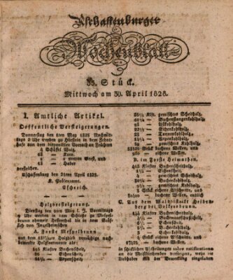 Aschaffenburger Wochenblatt (Aschaffenburger Zeitung) Mittwoch 30. April 1828