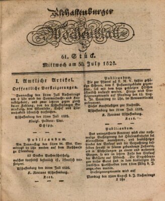 Aschaffenburger Wochenblatt (Aschaffenburger Zeitung) Mittwoch 30. Juli 1828