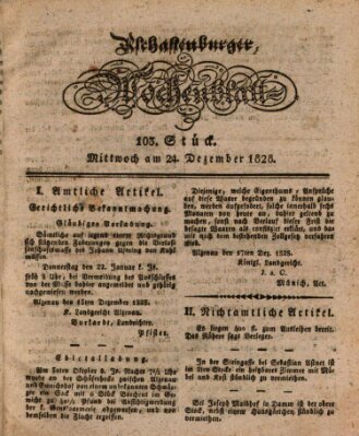 Aschaffenburger Wochenblatt (Aschaffenburger Zeitung) Mittwoch 24. Dezember 1828