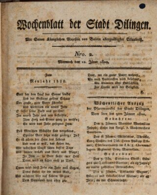 Wochenblatt der Stadt Dillingen Mittwoch 12. Januar 1820