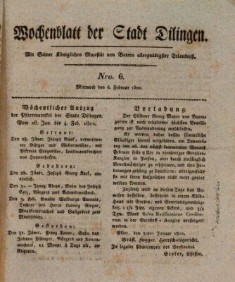 Wochenblatt der Stadt Dillingen Mittwoch 6. Februar 1822