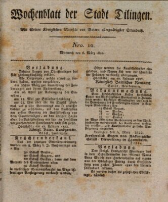 Wochenblatt der Stadt Dillingen Mittwoch 6. März 1822