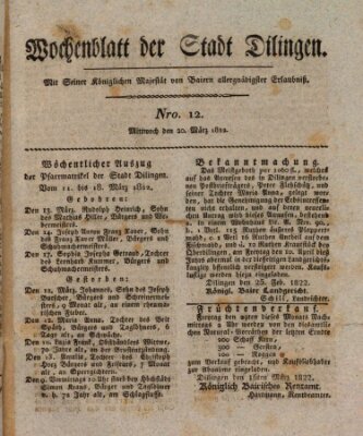 Wochenblatt der Stadt Dillingen Mittwoch 20. März 1822