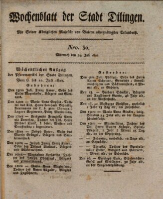 Wochenblatt der Stadt Dillingen Mittwoch 24. Juli 1822