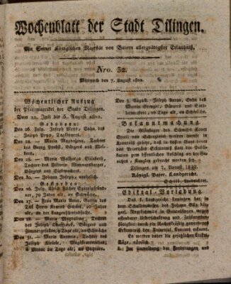 Wochenblatt der Stadt Dillingen Mittwoch 7. August 1822