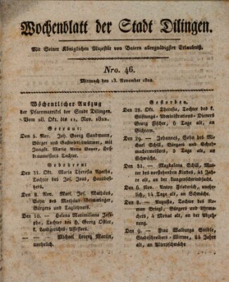 Wochenblatt der Stadt Dillingen Mittwoch 13. November 1822