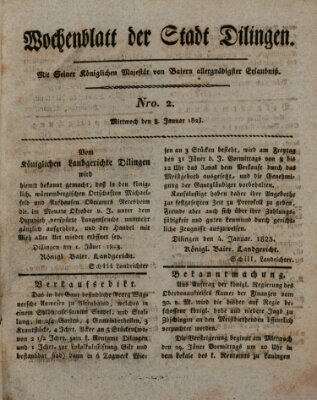 Wochenblatt der Stadt Dillingen Mittwoch 8. Januar 1823