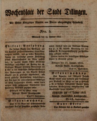 Wochenblatt der Stadt Dillingen Mittwoch 29. Januar 1823